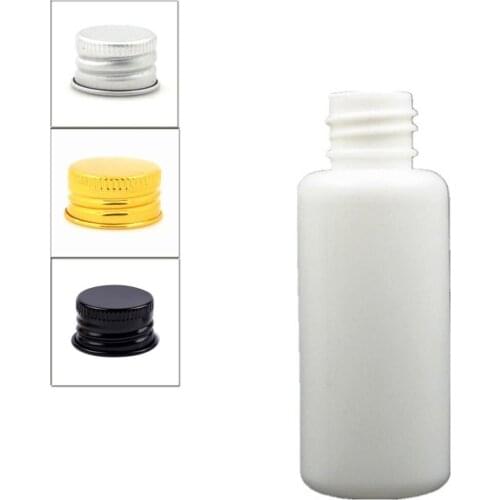 30ml empty Plastic Bottles, white PE bottle with Lined Aluminum Silver/gold Lid cap X10