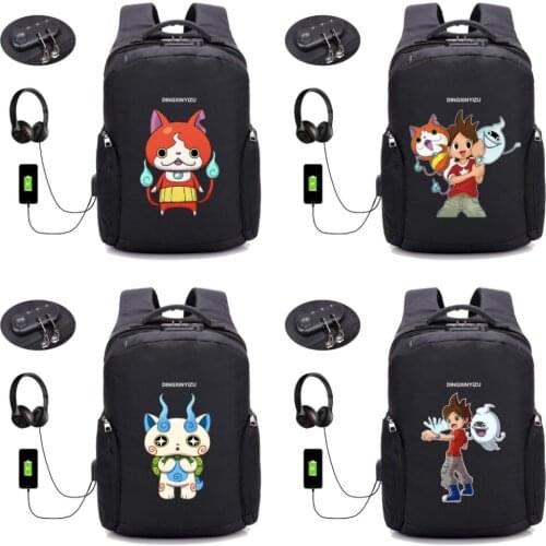 Japan anime Yo-Kai Watch backpack teenager Laptop computer backpack USB charging student bookbag men travel backpack 22 style