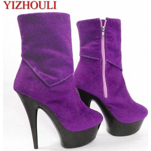New Arrived 6 Colours Sexy 15cm Ultra Thin High Heels Boots Plus Big Size Soft Leather Ankle Boots For Women