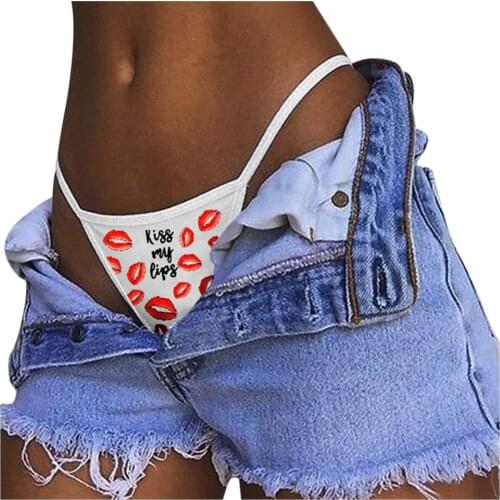 Sexy Erotic Women Funny Red Lip Printing Panties Sexy Lingerie Thong Underwear Ladies Low Waist Briefs Knicker трусы женские q4