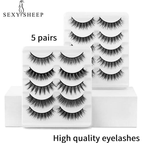 SEXYSHEEP 5 Pairs Eyelashs 3D Faux Mink False Eyelashes Thick HandMade Lashes Volume Soft Mink Fake Lashes False Eyelashes