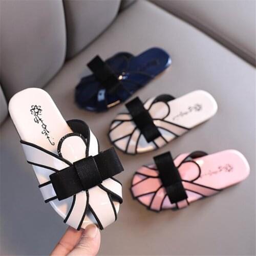 Disney Girls slippers 2021 summer new fashion bowknot cool slippers leisure word indoor slippers