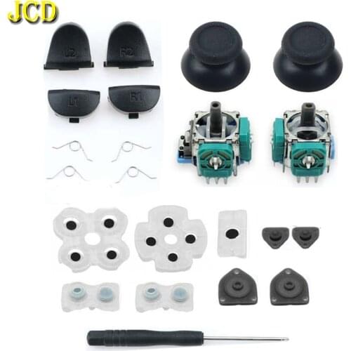 JCD L1 R1 L2 R2 Trigger Buttons 3D Analog Joysticks Thumb Sticks Cap Conductive Rubber Button For PS4 JDM-001 / 011 Controller