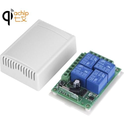 QIACHIP 433Mhz Universal Wireless DC 12V Remote Control 4CH Relay Receiver Module for Electric gate Light Lamp Car Garage Door