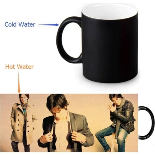 Ian Joseph Somerhalder Magic Mug Custom Photo Heat Color Changing Mug 350ml/12oz Coffee Mug Beer Milk Mug Halloween Gift