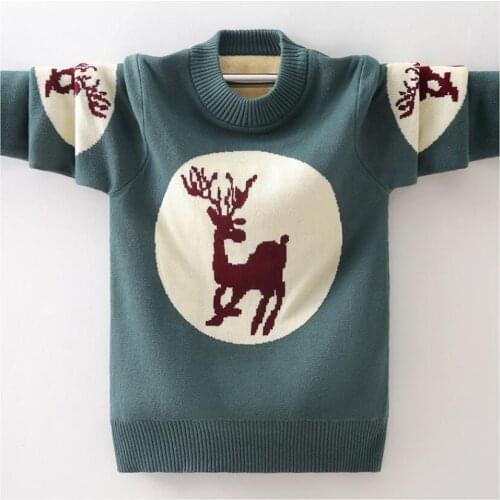 Baby boys knitted shirt big boys winter warm jacket 4-16T kids long sleeve O-neck cartoon deer pullovers teenage clothes jacket