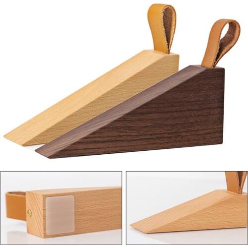 High Quality Wood Doorstop with Non-slip Pad Door Wedge Stopper for Home/ Office/ Bedroom 2 Colors