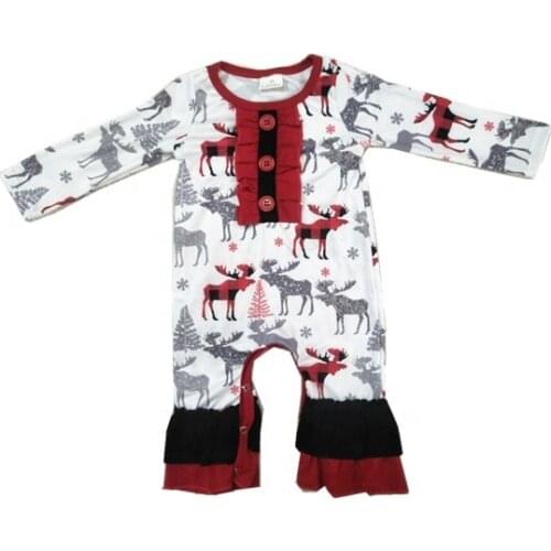 XMZ 2019 Christmas style Long sleeve romper for newborn baby with studs