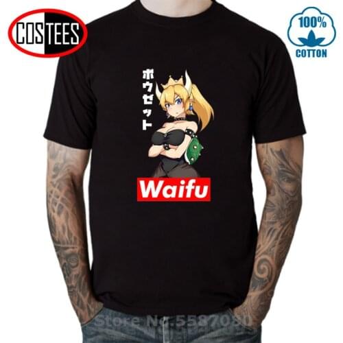 Japanese Waifu shirt homme Sexy Anime Waifu Ahegao T shirt men camiseta streetwear Bowsette Tees Waifu materials t-shirt for men