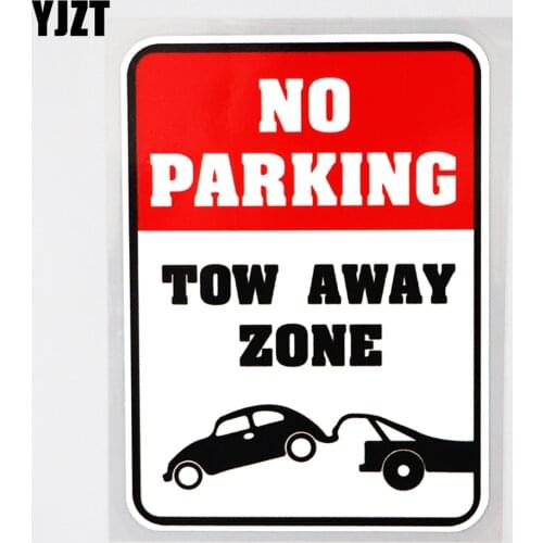 YJZT 8.4CM×12.1CM Warning No Parking Tow Away Zone Decal PVC Car Sticker 12C-0621