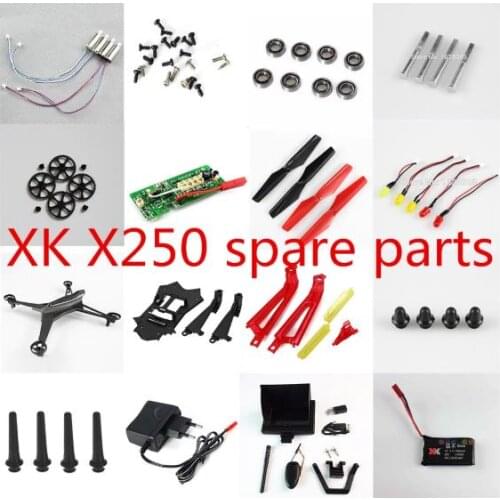 XK X250 RC Quadcopter spare parts blade motor gear body shell Receiver foot pad Bearing charger Screw light shaft etc