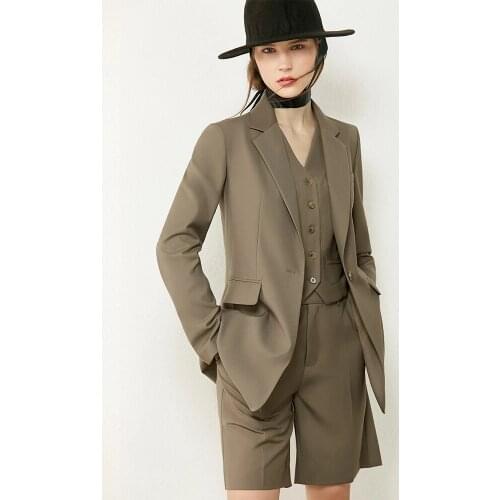 Womens slim three-piece suit casual business formal wear Knee Length temperament suit suit