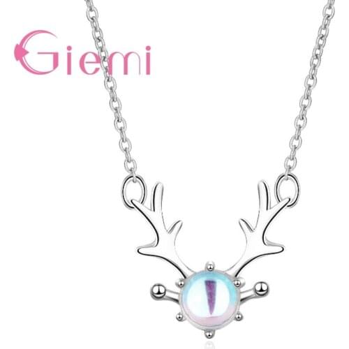 Fashion Cute Deer Head Shape 925 Sterling Silver Necklace For Women Girls High Quality Holiday Jewelry Gift Wholesale