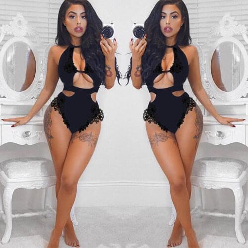 Women Sex Lingerie Mesh Lace Jumpsuit G-string Underwear Floral Sleepwear Set