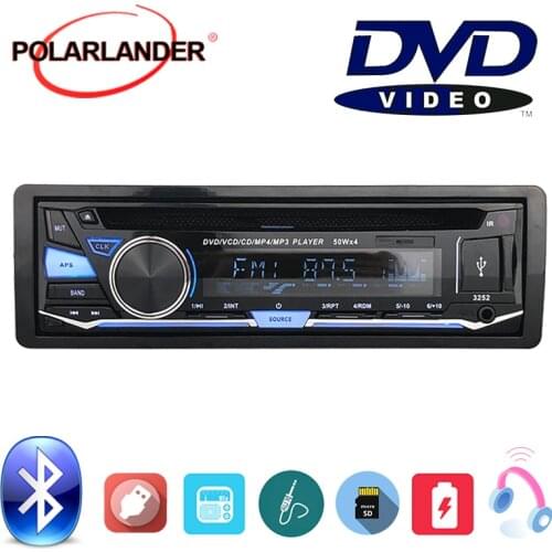 1 DIN FM AUX IN USB SD card Car Radio Stereo BT Bluetooth CD DVD MP3 player With Remote Control Audio Music Removable panel