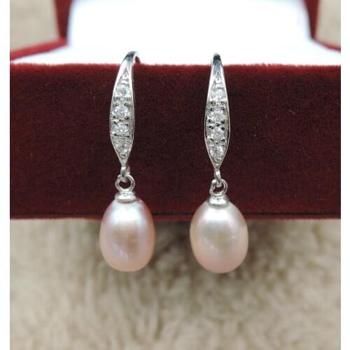 100% nature freshwater AAAAA pearl earring with 100% 925 silver hook