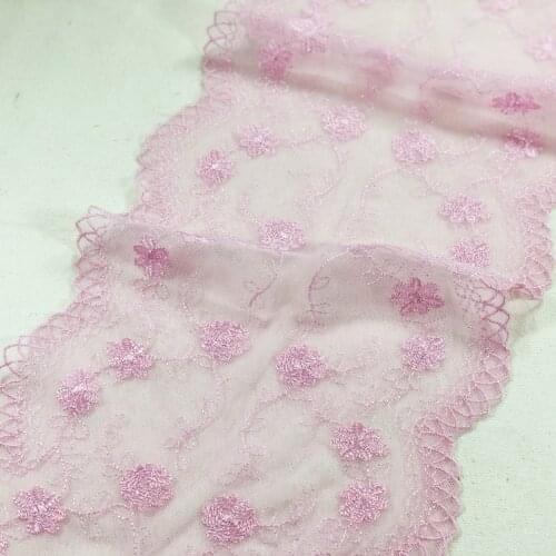 2Meters Bilateral Beautiful Embroidery Floral Lace Trim Tulle Bridal Wedding Apparel Net Lace Fabrics Dolls Supply 23cm Width