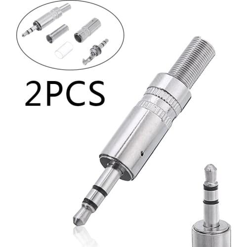 2pcs 3.5mm Male Stereo Audio Headphone Solder Jack Connector 3 Poles Alloy Earphone Audio Cables Plug Parts Accessories