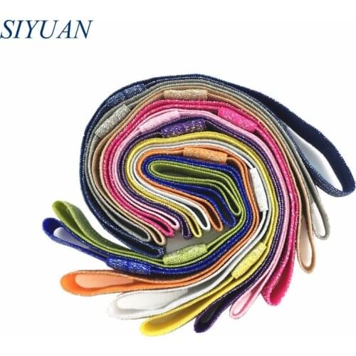 20pcs/lot 5/8'' (15mm) Glitter Elastic Ribbon Headband Fold Over Spandex Foes Hair Accessories HB053