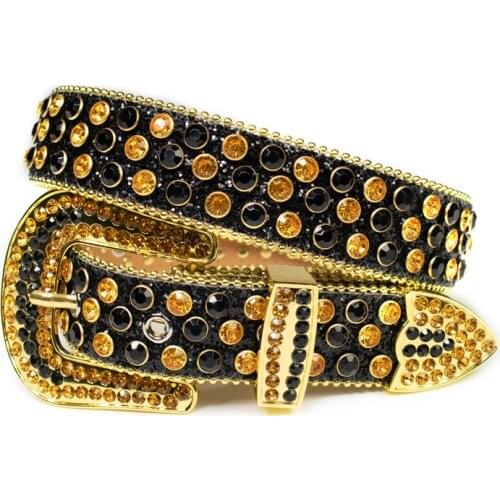 2021 SUNDO Western Belts Cow Girl and Cow Boy Slim Bling Rhinestones Belts Men Luxurious Genuine PU Leather Belt