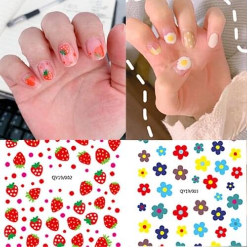 3D Strawberry Design Sticker Flower Leaf Series Designs Nail Art Decorations Foil Manicures For Nails For Nail DIY Design
