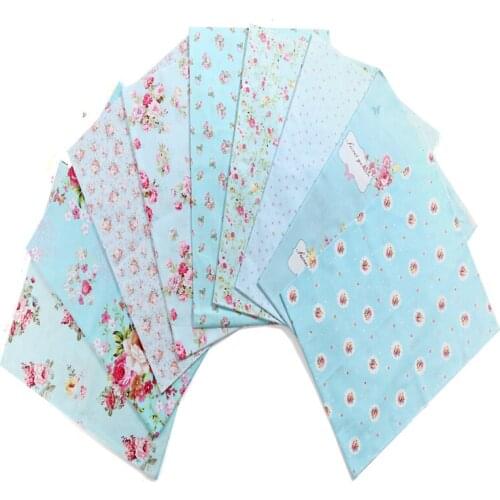 50x160cm Graceful Quality 10 Styles 40S Blue Blooming Flower 100% Cotton Fabric For DIY Sewing Bedding Quilting Clothing Home