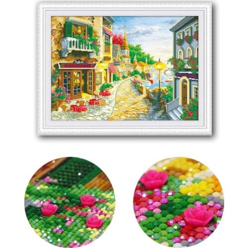 80x60cm very beautiful Seaview Cafe painting Diamond Cross Stitch embroidered diamond drill cube new listing 5D diamond mosaic