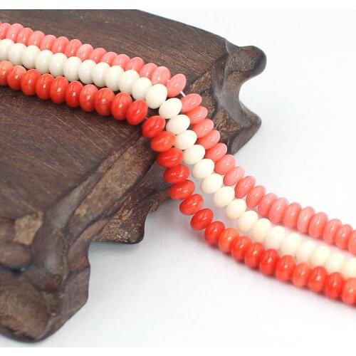 Free Shipping 4x6mm Wholesale Rondelle Column Orange Pink White Natural Coral Spacer Beads Strand 15"