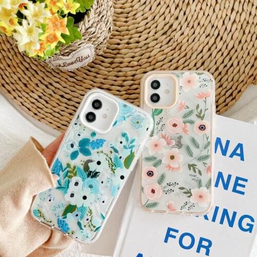 Moskado TPU Colorful Flowers Phone Case for iphone 11 12 Pro Max X XR XS Max 7 8 Plus Dust-proof Mobile Phone Protective Shell