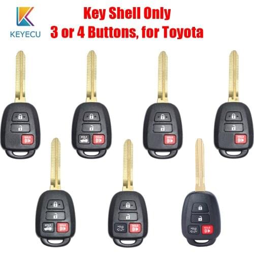 Keyecu Remote Car Key Shell Case 3 4 Buttons for Toyota RAV4 Highlander Camry Corolla FCC ID: HYQ12BDM HYQ12BEL GQ4-52T