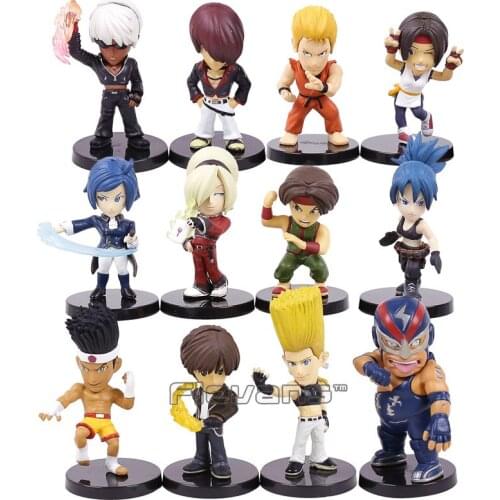 KOF Leona Heidern Yuri K Raiden Kyo Ash Elisabeth Joe Higashi Benimaru Nikaido Sie Kensou Q Ver PVC Figures Toys 12pcs/set
