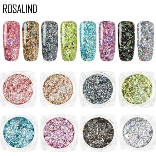 ROSALIND Gel Polish Sparkles For Nails Chrome Nail powder Fine Pigment Mirror For Manicure Holographic Nail Glitter