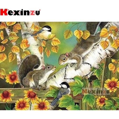 Kexinzu Full 5D DIY Square/Round Drill Diamond Painting "Tree squirrel" 3d Embroidery Mosaic Cross Stitch Decor Gift X5422