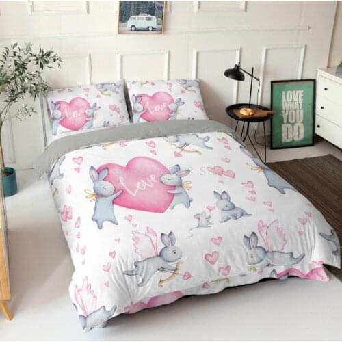 Pink White Lovely Bedding Set For Baby Kids Children Princess Cartoon Crib Duvet Cover Set Pillowcase Quilt Cute King Queen Size