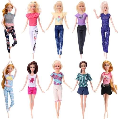 Doll Barbies Clothes Top + Pants Handmade Doll Dress For Barbie Doll Casual Daily Wear Twins Outfit Skirt Kids Toy