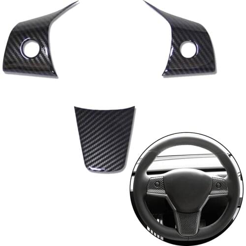 Tesla Model 3 & Model Y Steering Wheel Carbon Fiber Covers - Carbon Fiber Pattern