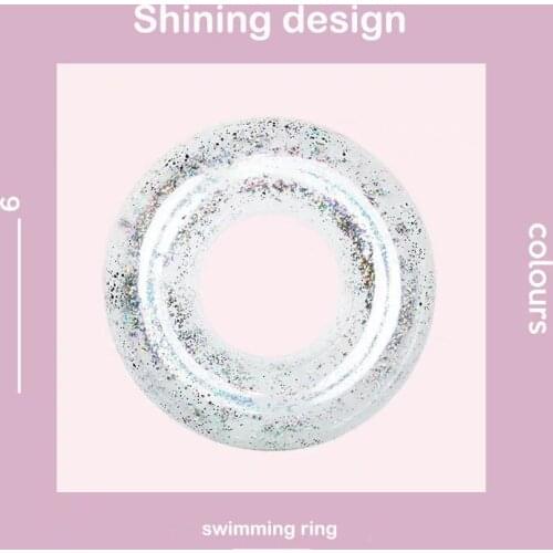 Inflatable Crystal Transparent Swimming Ring Adult Child Shiny Glitter Giant Pool Party Float Toys Sequin Lifebuoy High Quality