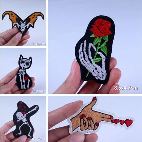 Skull Patch Stripes For Clothing Embroidered Patches On Clothing DIY Skull Theme Appliqued Patches Appliques For Clothes parches