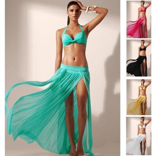 New Fashion Sexy Chiffon Bikini Skirt Swimsuit Sheer Beach Boho Maxi Skirt Veil Sarong Long Skirts Stylish Womens Chiffon Skirt