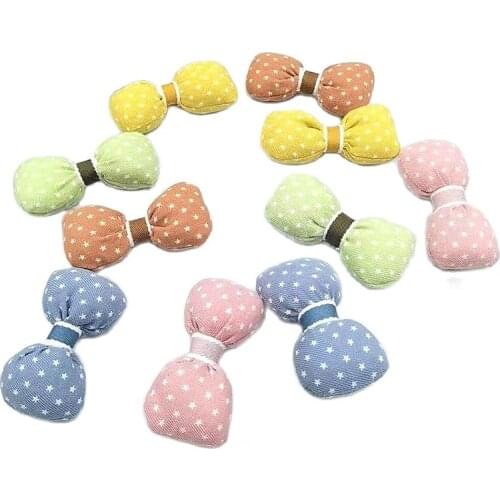 10pcs/lot 3.7*7.5CM New Fabric star bowkont padded appliques,kids headwear,garments accessories, Spring popular style