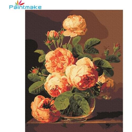 Paintmake Flower DIY Painting By Numbers Drawing Kits oil hand Painted On Canvas Unique For Home decor Art Picture G166