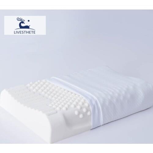 Liv-Esthete 2021 Natural Latex Pillow Medium Support Bed Pillow With Cover Massage Helps Relieve Pressure For Beauty Sleeping