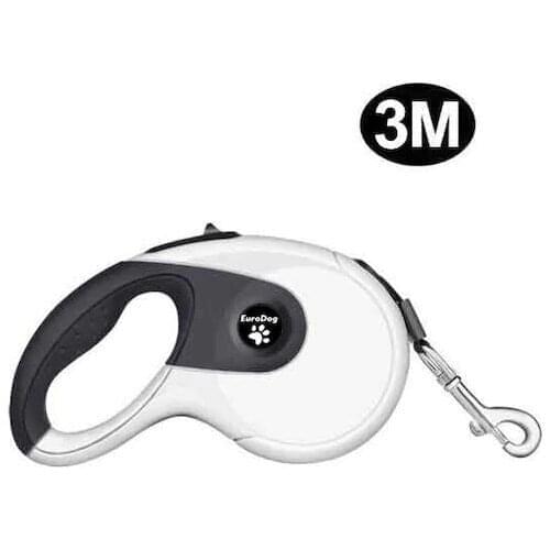 EuroDog Auto Strip Dog Walking Leash 3 Mt Black-White 397732733