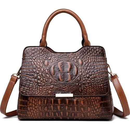 Annmouler New Women Handbags Pu Leather Crossbody Bag Vintage Design Tote Bag Crosbsody Purse Allitgator Messenger Bag