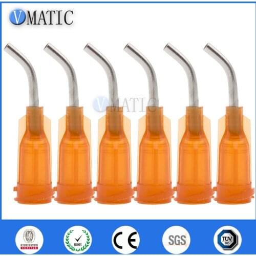 High Quality 15G Amber 0.5" Length 45 Degree Bend Bent Dispensing Needle Tips Blunt Stainless Steel Dispenser Needle 1/2 Inch