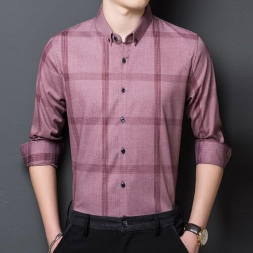 Top Quality New Fashion Brand Slim Fit Designer Mens Classic Plaid Shirts Long Sleeve Plain Checkered Casual Men Clothing 2021