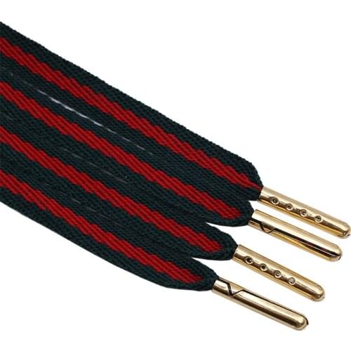 Weiou 8mm Green Red Webbing Ribbon Shoelaces Polyester Flat Laces Single Layer Shoestrings With Plastic Tips For Shoes Sneakers