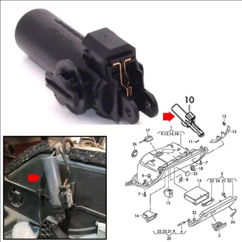 Wooeigt Black 2 Pin Glove Box Stopper Damper Brake Element Switch Replacement For Audi A4 A3 2004 A5 Q5 S3 S4 RS5 2013 2015 LHD