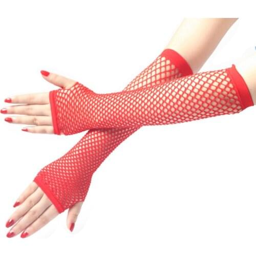 Ladies Gloves Hollow Out Holes Sexy Punk Goth Ladies Disco Dance Costume Fingerless Mesh Fishnet Gloves Motorcycle Protection