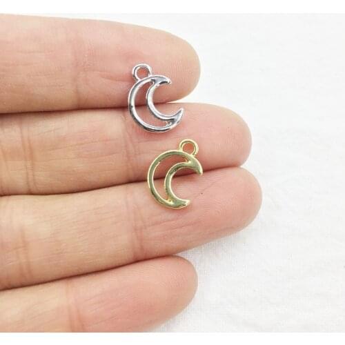 Eruifa Pretty 20pcs 10mm Moon Zinc alloy Women charms Wholesales necklace,earring bracelet jewelry DIY handmade 2 colors